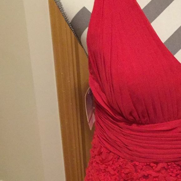 AIDAN MATTOX - RUCHED V-NECK CHIFFON DRESS - Picture 5 of 7